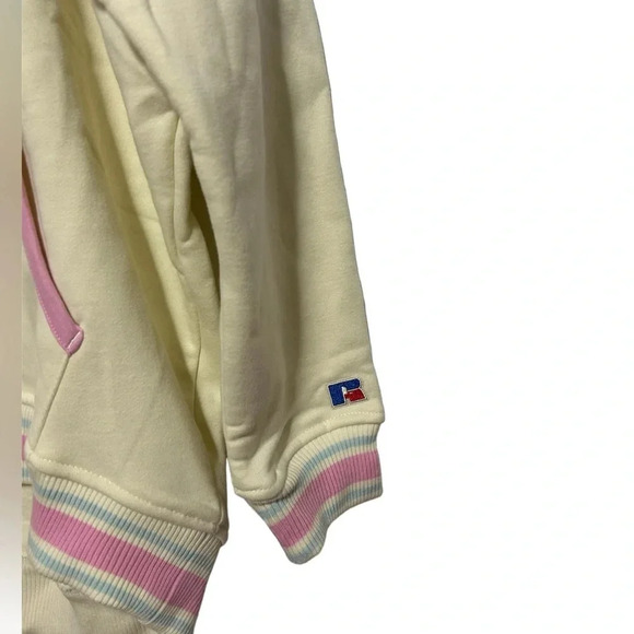 Russell Athletic Womens Vintage White Graphic Logo Hooded Sweatshirt Size Small - Picture 4 of 7